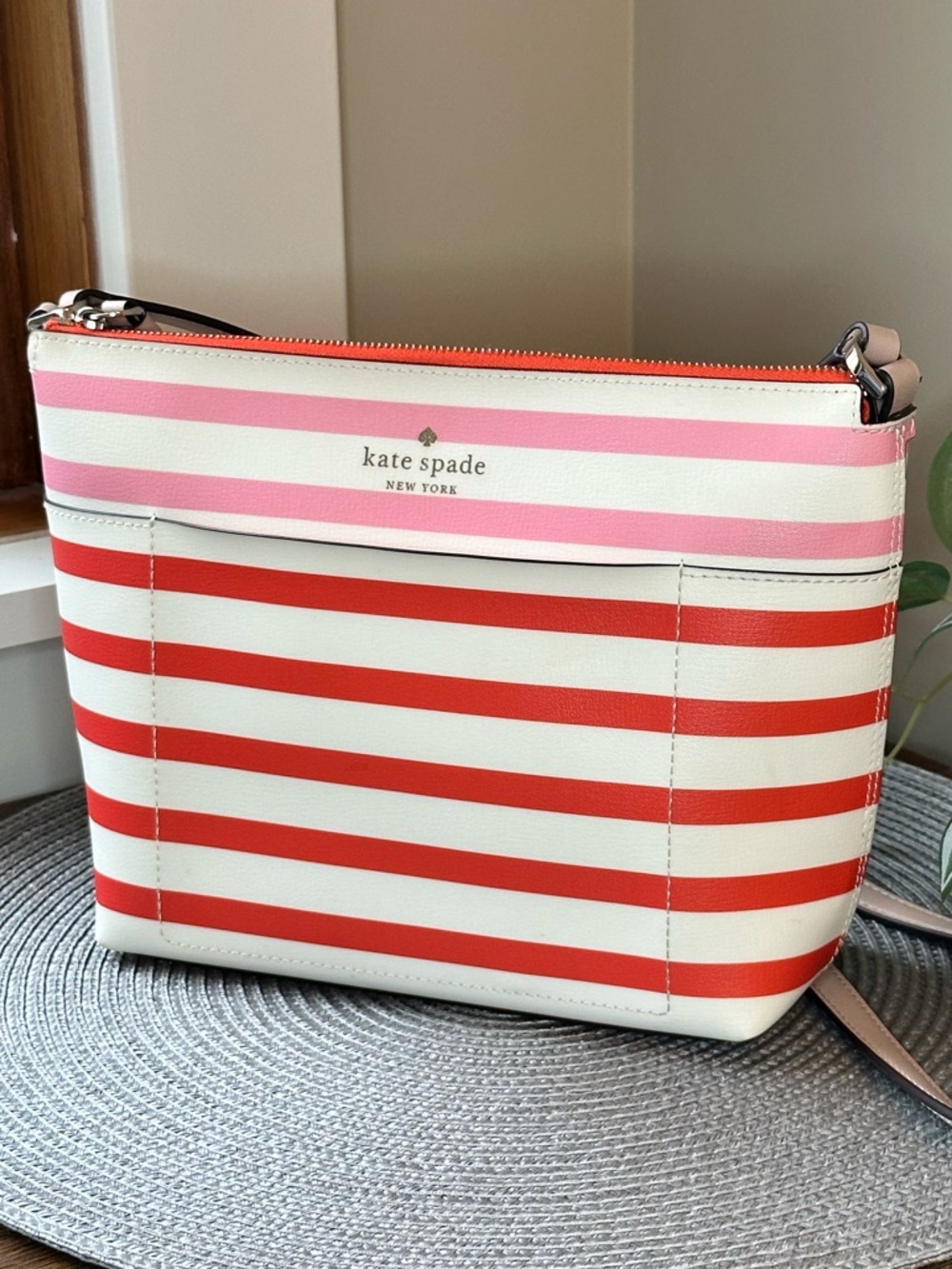 kate spade Patrice Tropical Stripe Crossbody Bag in Red, Pink and White